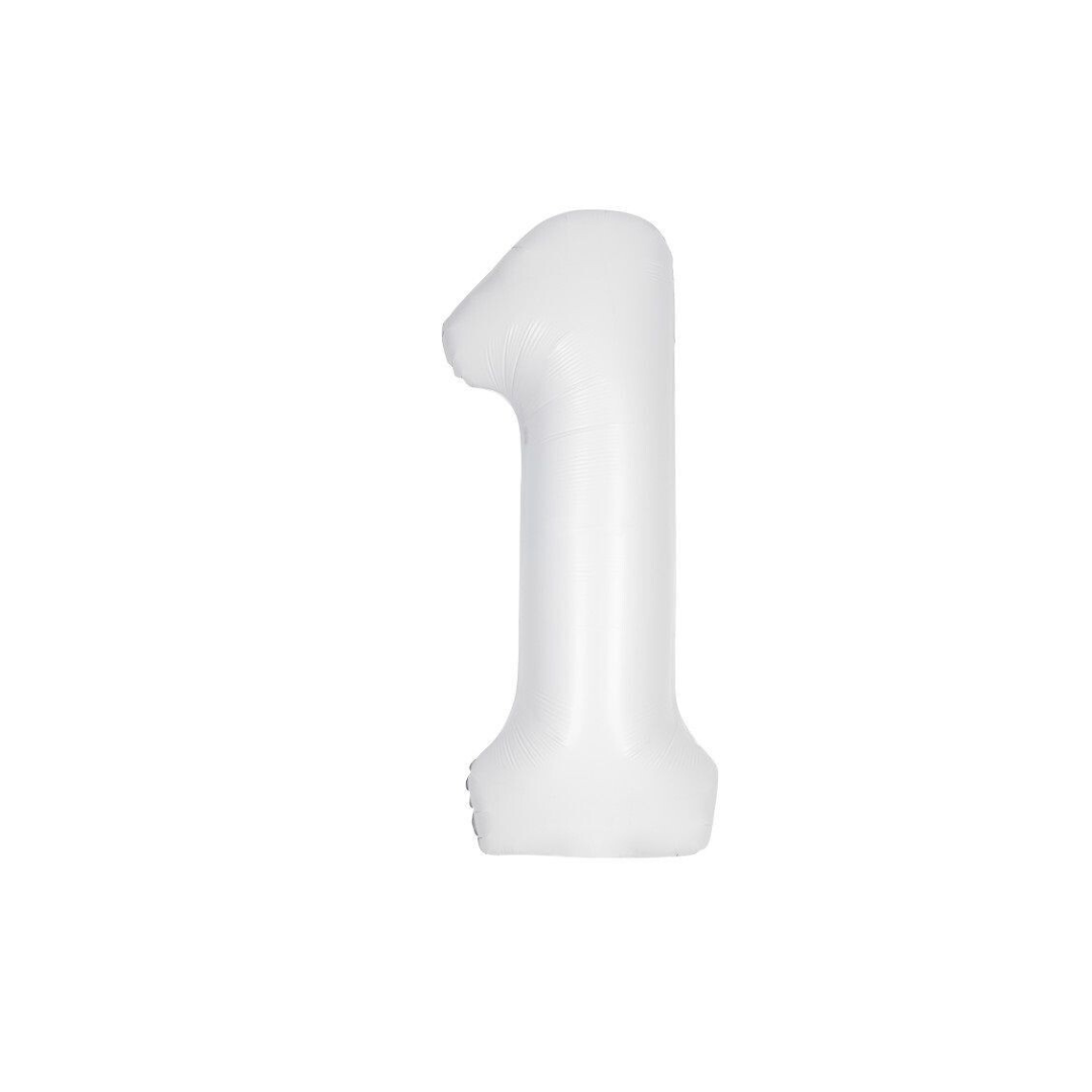 White 40" Number 1 Foil Balloon – Giant Birthday Party Decoration