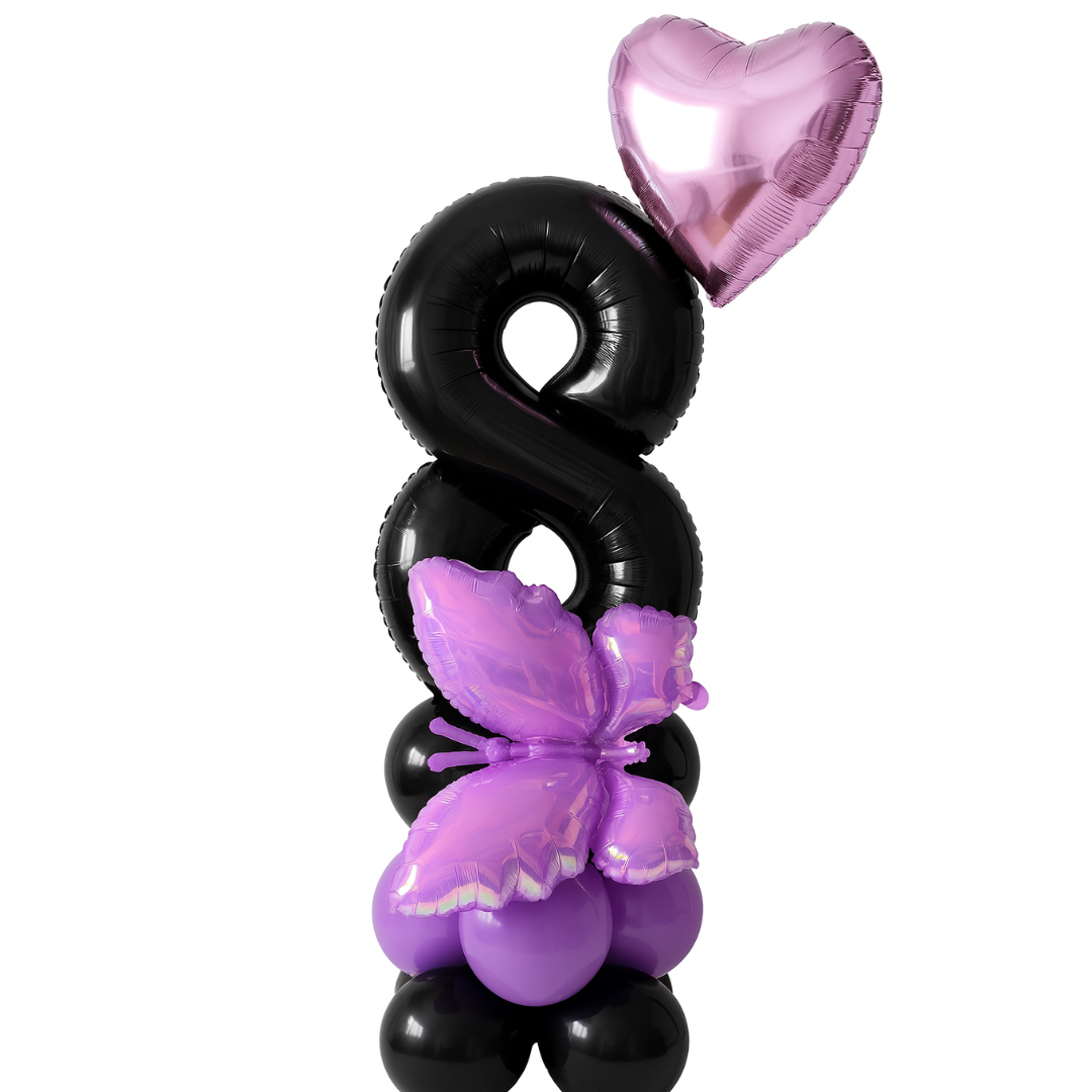 Purple Butterfly & Heart Balloon Decoration – Birthday, Anniversary & Party Display