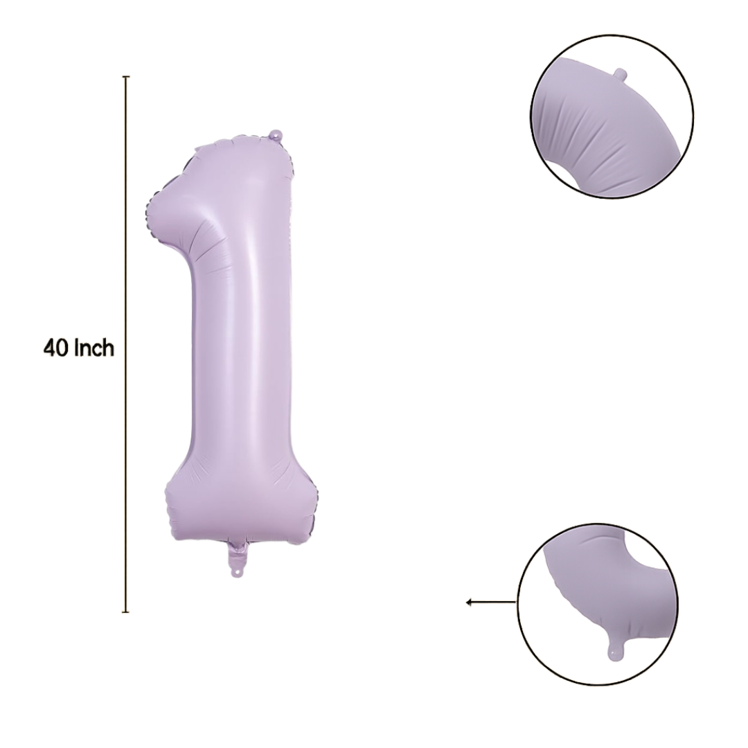 40" Number 1 Foil Balloon – Baby Purple Pastel Lavender – Giant Birthday & Party Decoration