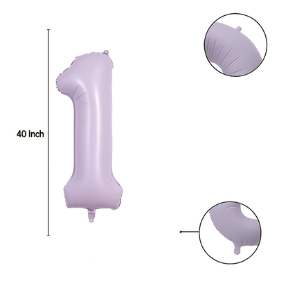 40" Number 1 Foil Balloon – Baby Purple Pastel Lavender – Giant Birthday & Party Decoration