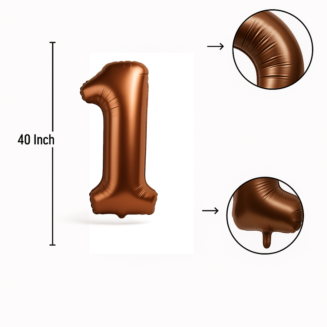 40" Chocolate Brown Number 1 Balloon – Giant Foil Birthday Decoration for Party & Celebration
