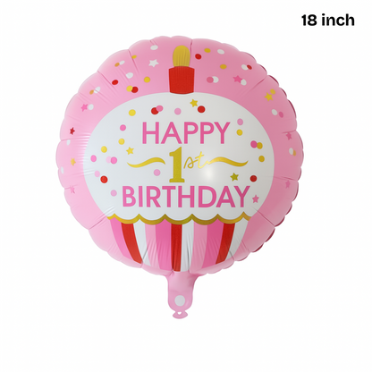 1st Birthday Foil Balloon – Baby Cake Design