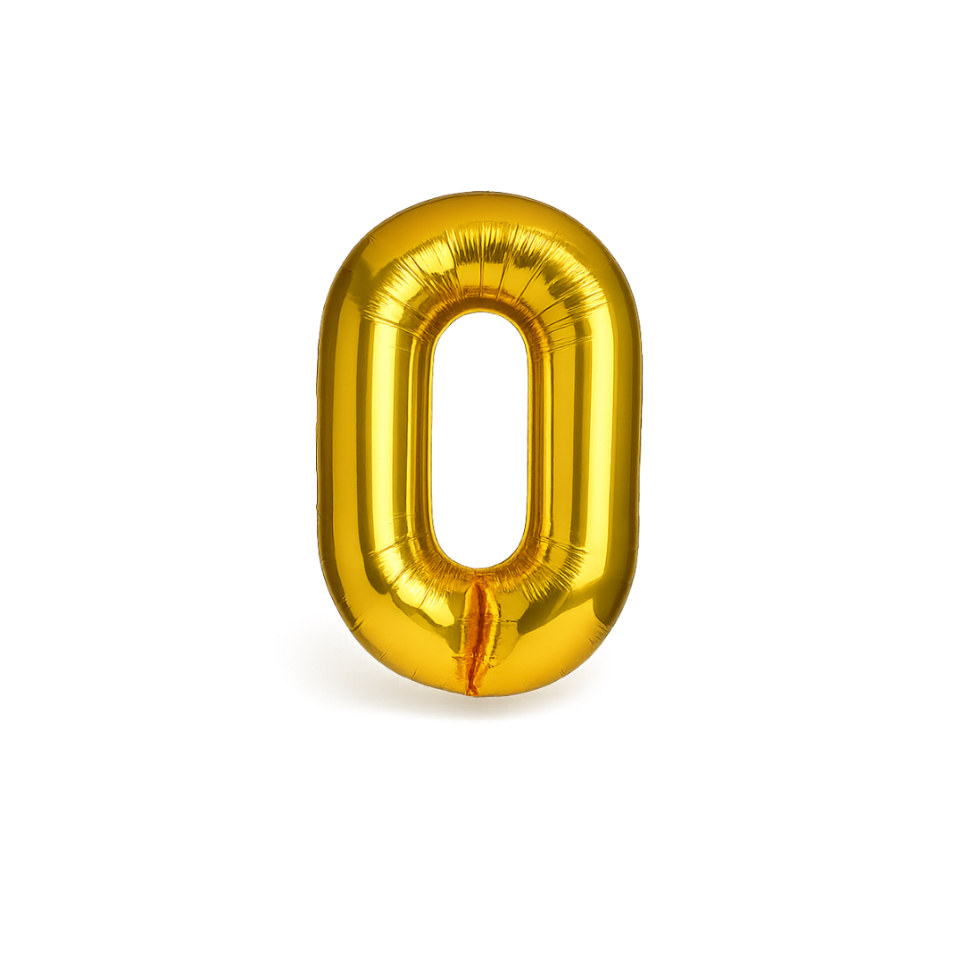 Gold Number 0 Balloon (40 inch) Giant Foil Helium Balloon for Birthdays & Party Decorations