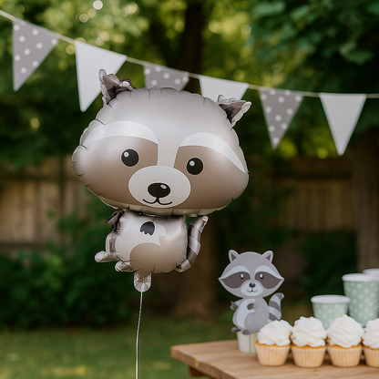 Cute Raccoon Foil Balloon – Woodland Animal Birthday Party Decoration