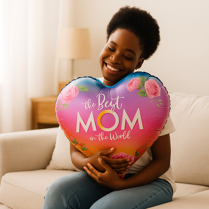 Heart Foil Balloon Best Mom in the World – 18 Inch Mother’s Day Decoration