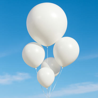 White Latex Balloons – 10", 12", 18" | Packs of 10, 20, 35, 50, 100 | Classic Party Balloons for Birthdays & Events
