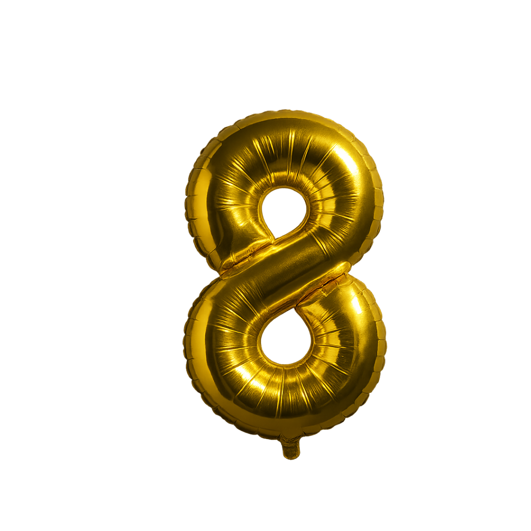 Gold Number 8 Balloon (40 inch) Giant Foil Helium Balloon for Birthdays & Party Decorations