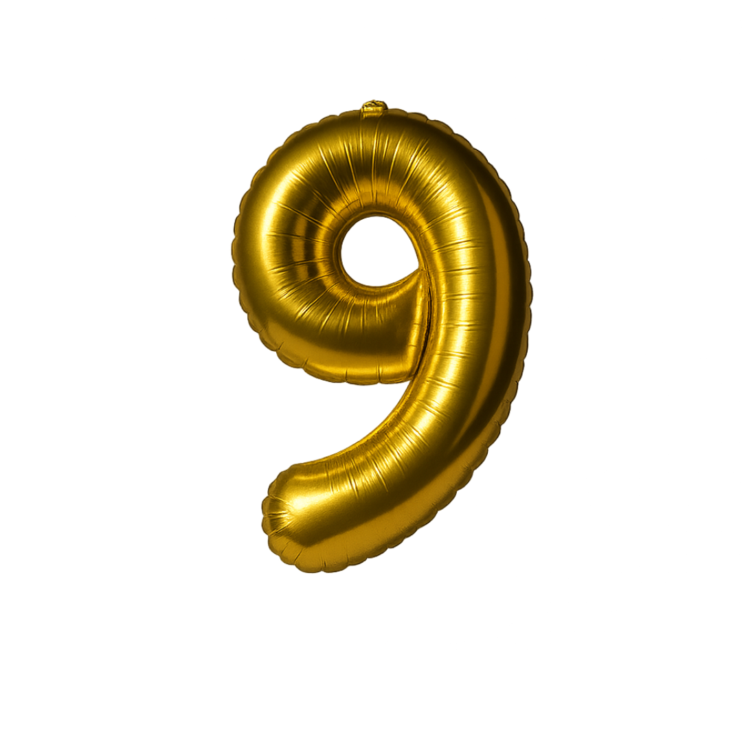 Gold Number 9 Balloon (40 inch) Giant Foil Helium Balloon for Birthdays & Party Decoration