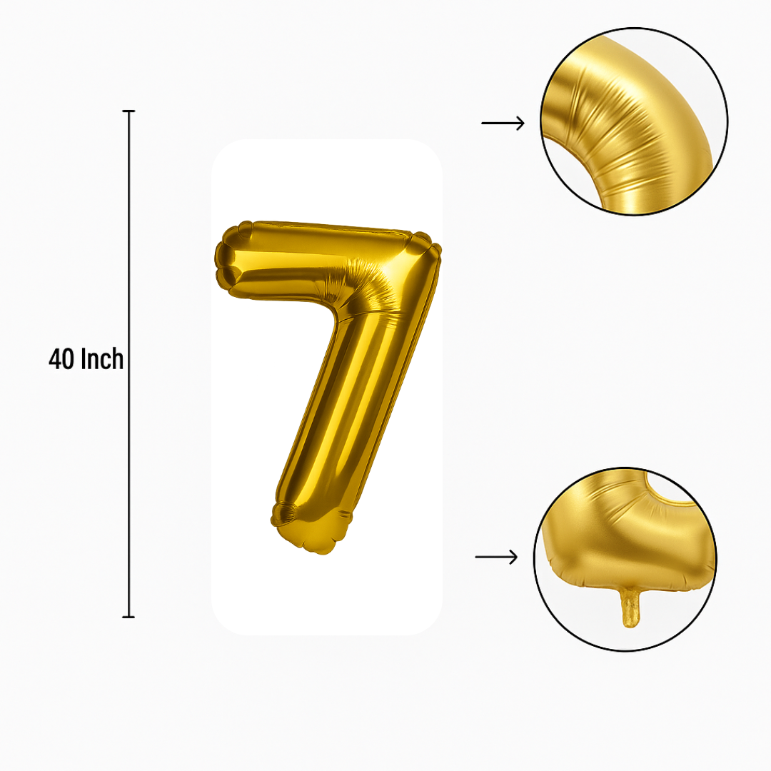 Gold Number 7 Balloon (40 inch) Giant Foil Helium Balloon for Birthdays & Party Decorations