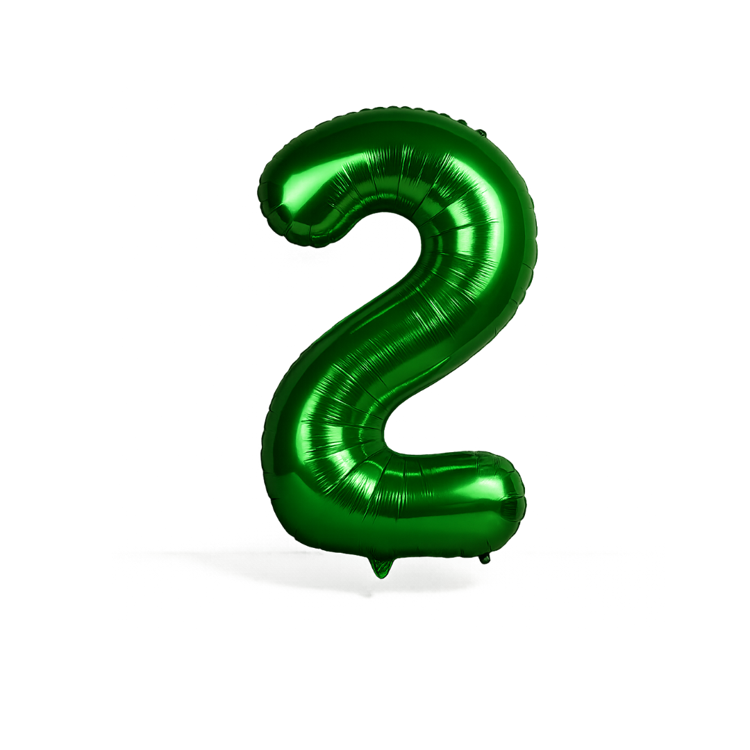 Green 40 Inch Number 2 Balloon – Giant Foil Helium Birthday Party Decoration