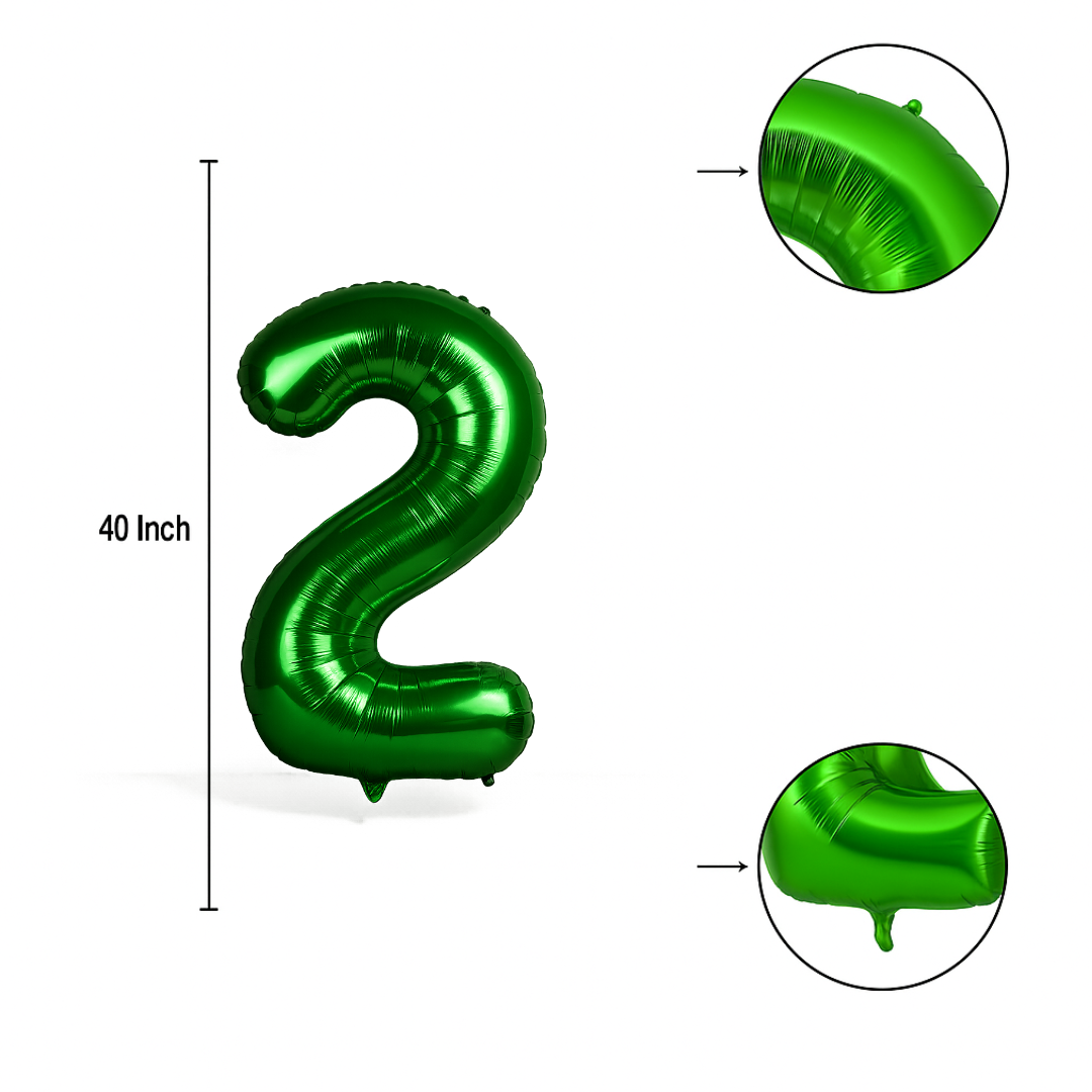 Green 40 Inch Number 2 Balloon – Giant Foil Helium Birthday Party Decoration