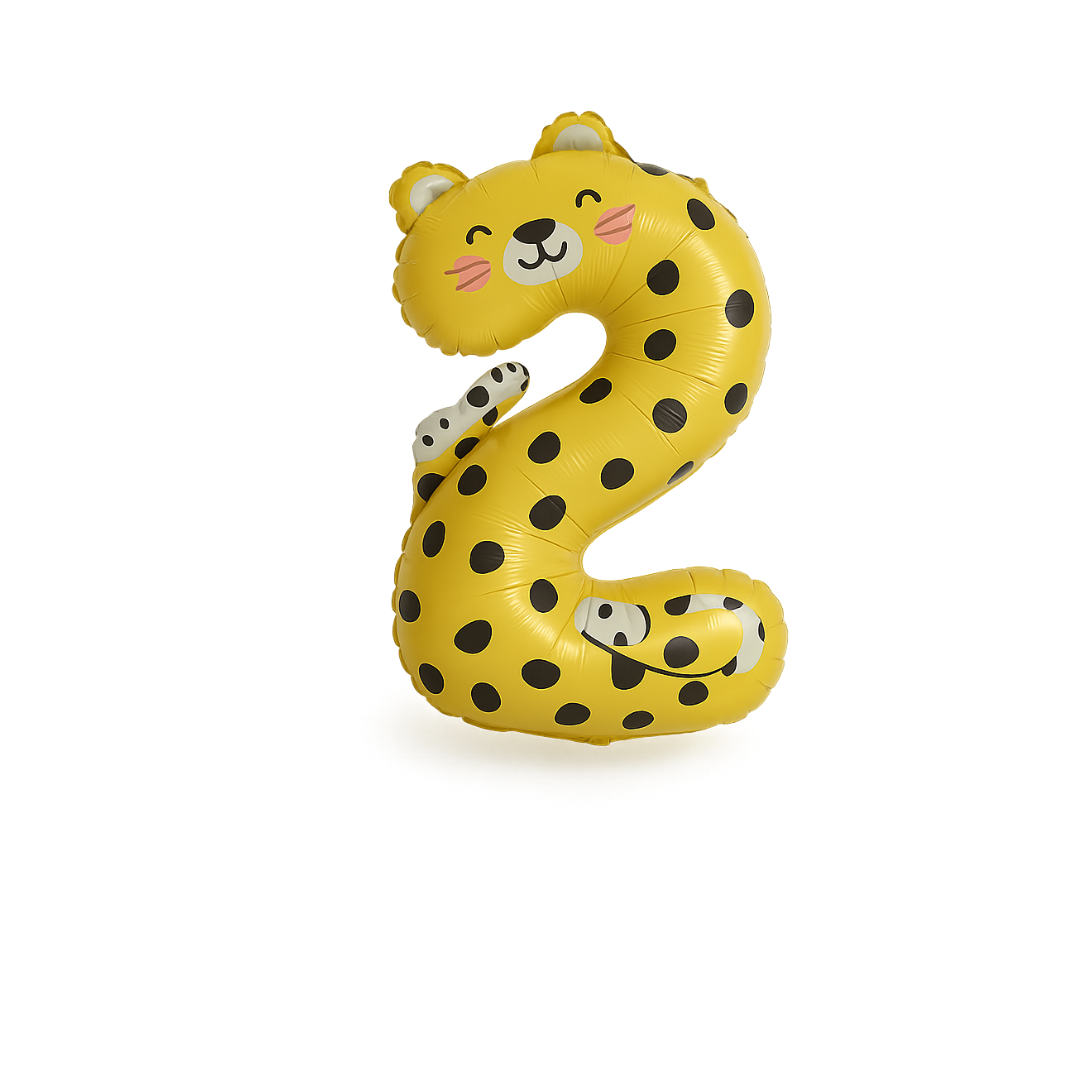 Leopard Number 2 Balloon – 40 Inch Foil Jungle Animal Birthday Decoration for Kids