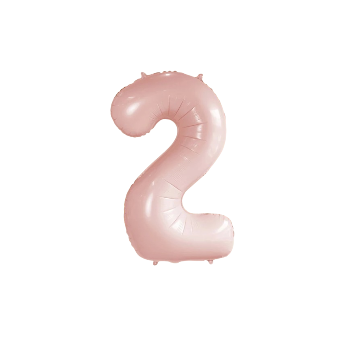 Pastel Baby Pink Matte Number 2 Balloon – 40" Foil Birthday Party Decoration