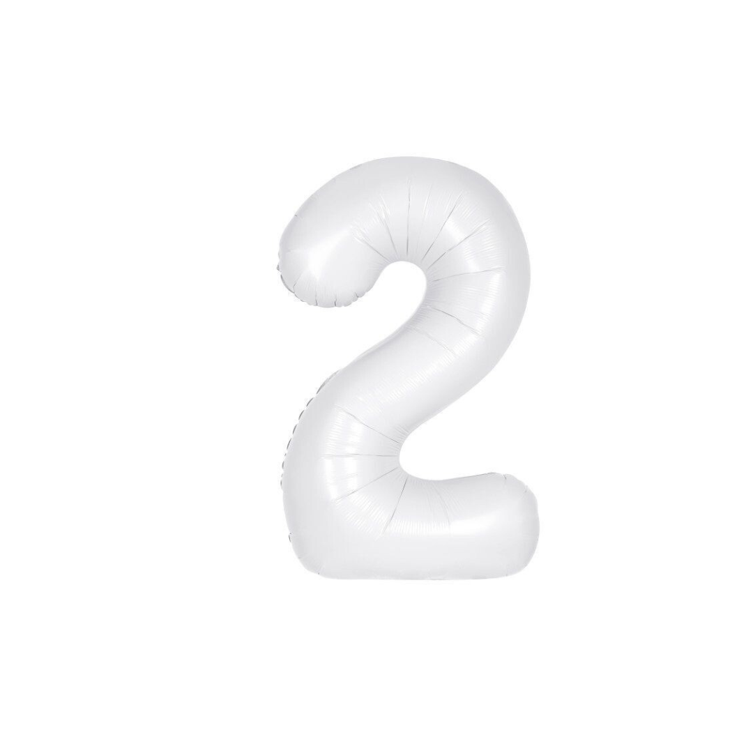White 40" Number 2 Foil Balloon – Giant Birthday Party Decoration