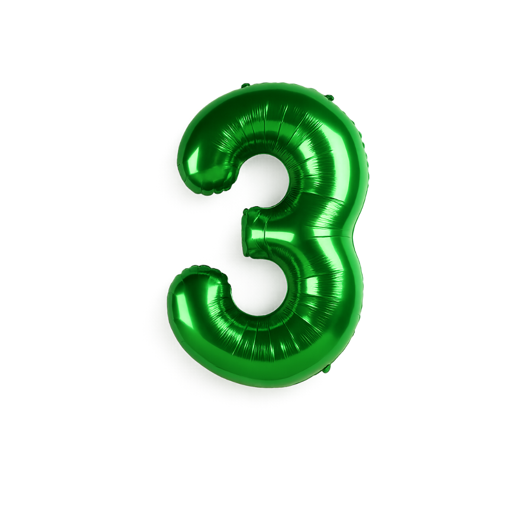 Green 40 Inch Number 3 Balloon – Giant Foil Helium Birthday Party Decoration
