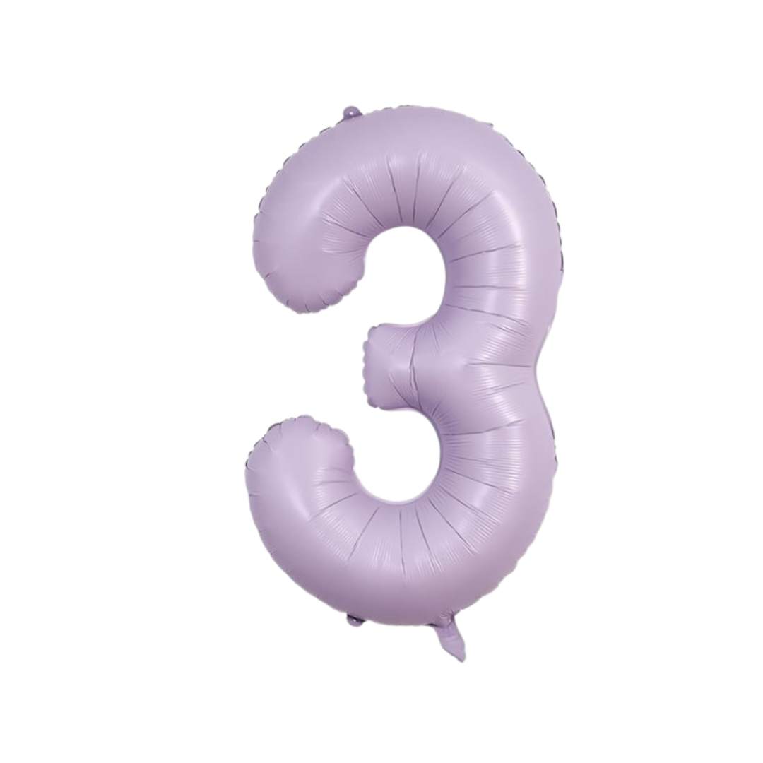 40" Number 3 Foil Balloon – Baby Purple Pastel Lavender – Giant Birthday & Party Decoration