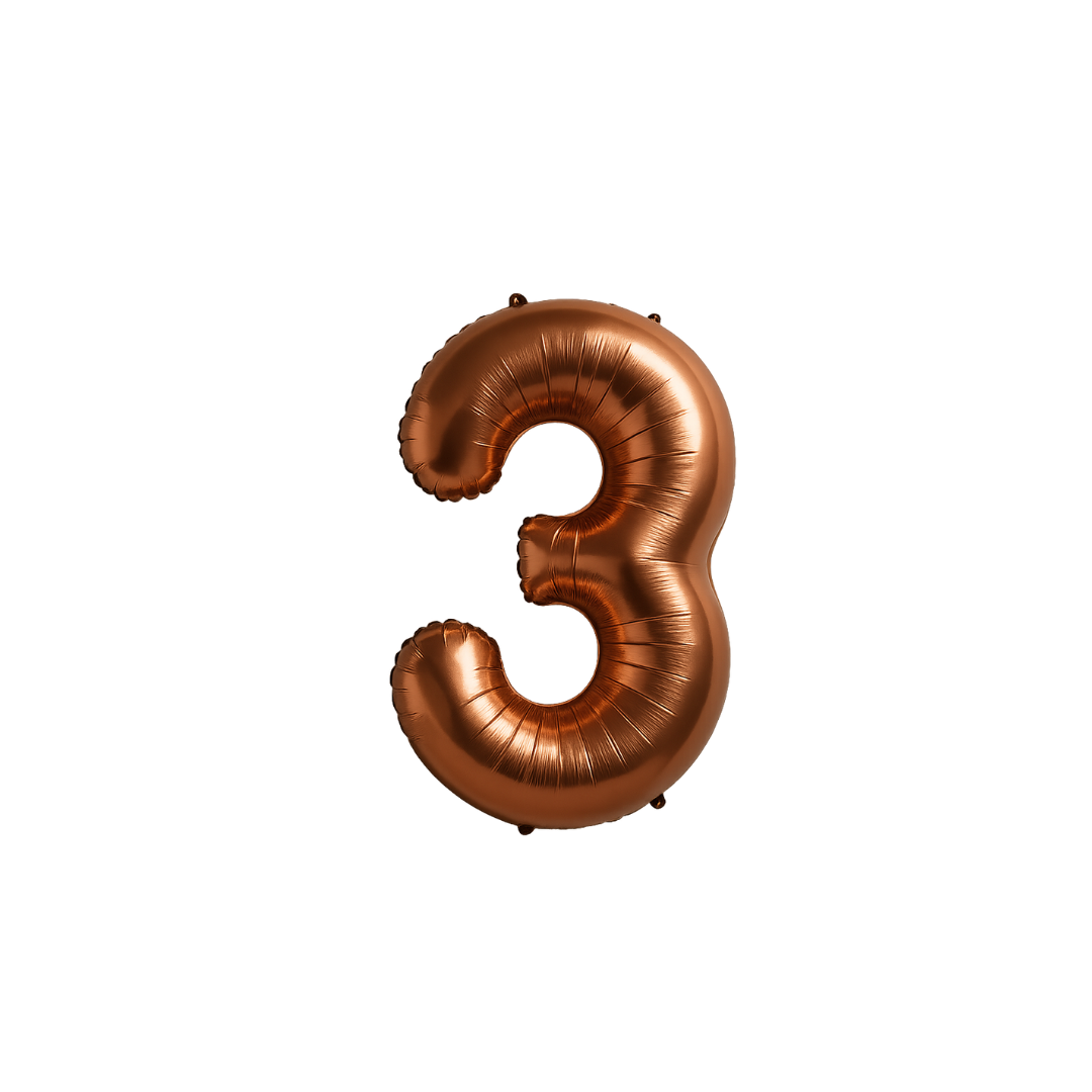 40" Chocolate Brown Number 3 Balloon – Giant Foil Birthday Decoration for Party & Celebration