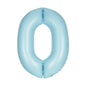 40 inch baby blue number 0 foil balloon with pastel matte finish