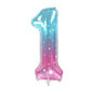 40 inch blue pink ombre number 1 foil balloon with stars for mermaid party