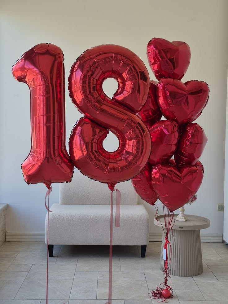 40" Red Number 8 Foil Balloon – Giant Helium Balloon for Birthday Party Decorations