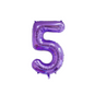 40 inch metallic purple number 5 foil balloon for 5th birthday party