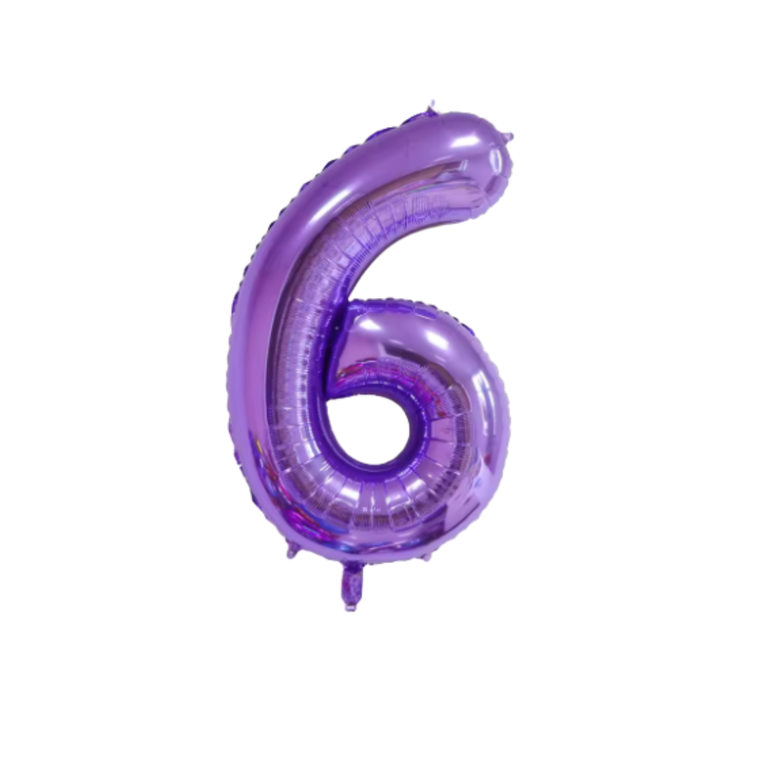 40 inch metallic purple number 6 foil balloon for 6th birthday party