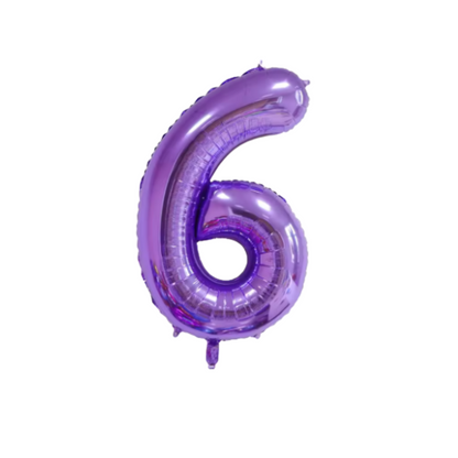 40 inch metallic purple number 6 foil balloon for 6th birthday party