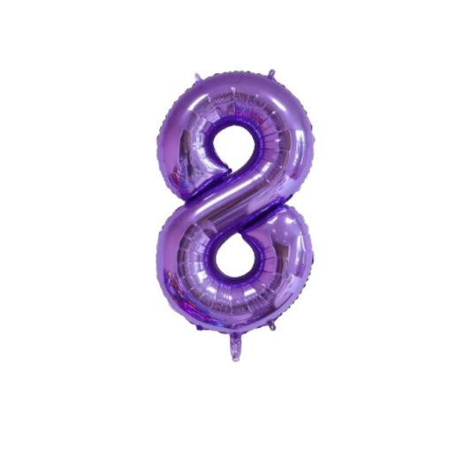 40 inch metallic purple number 8 foil balloon for 8th birthday party