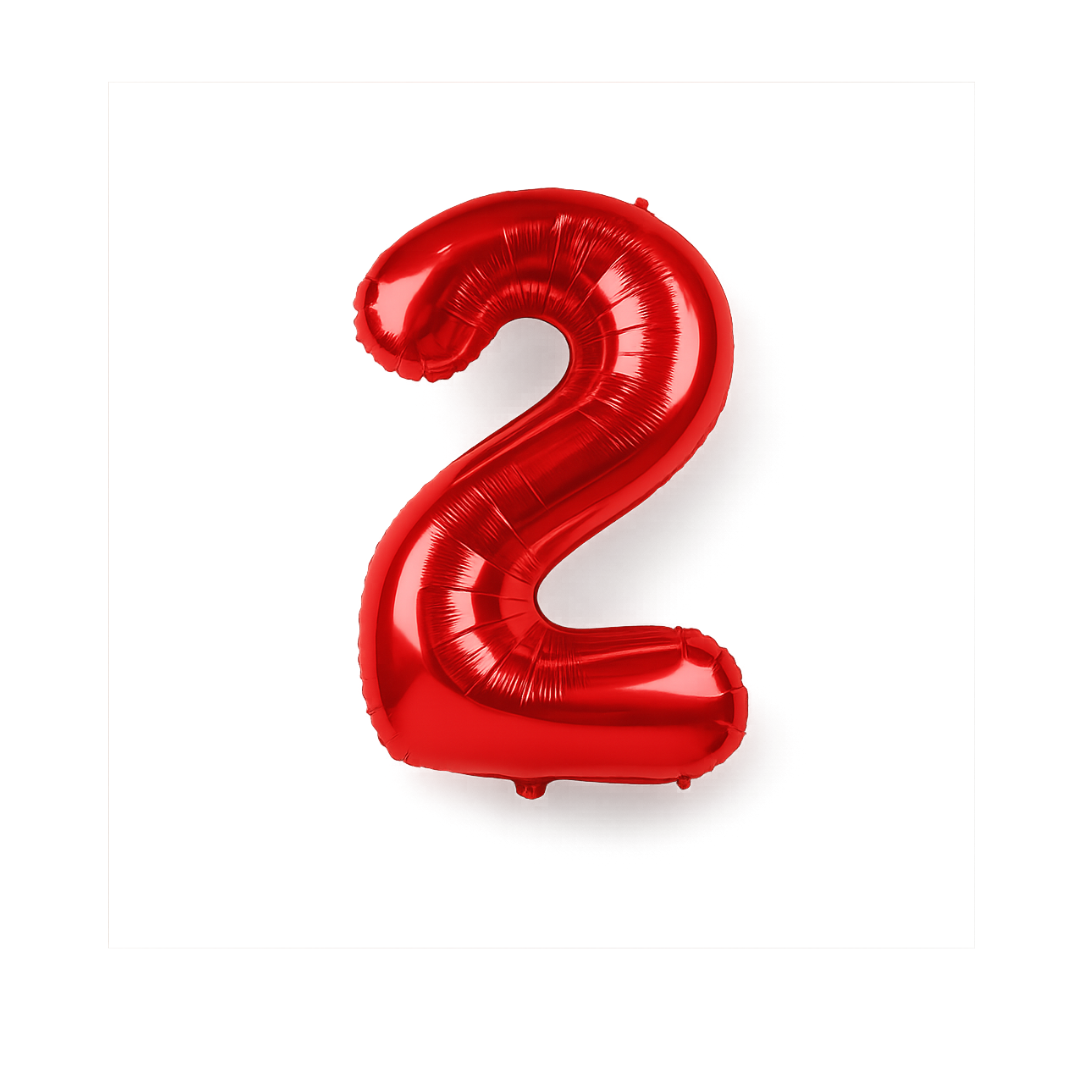 40 inch red number 2 foil balloon for 2nd birthday party