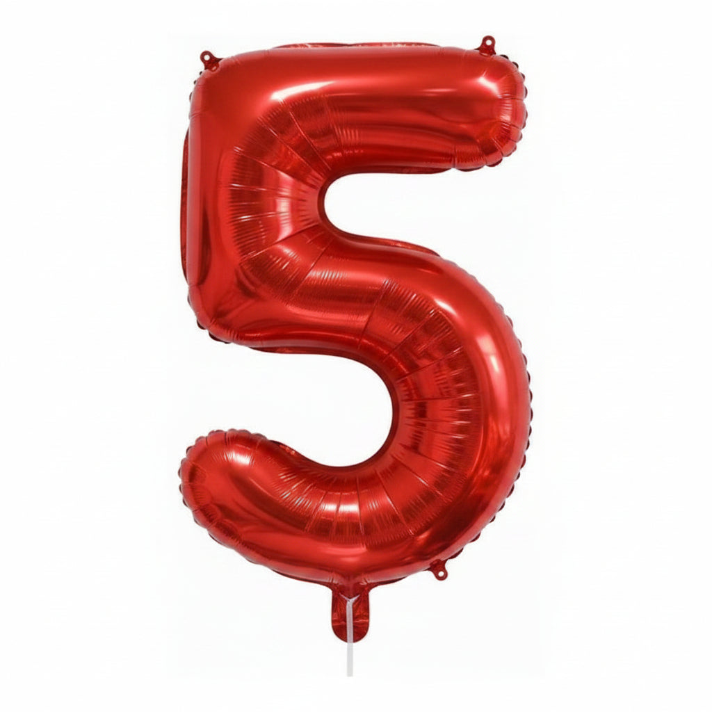 40 inch red number 5 foil balloon for 5th birthday party