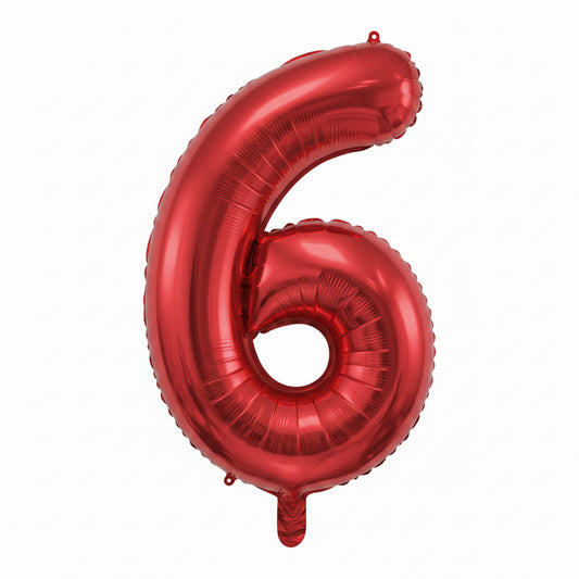 40 inch red number 6 foil balloon for 6th birthday party