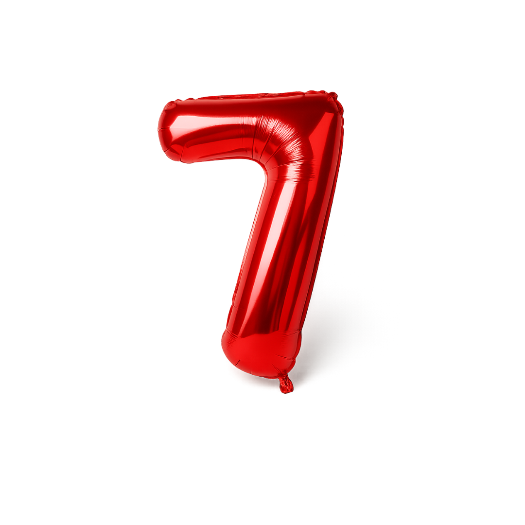 40 inch red number 7 foil balloon for 7th birthday party