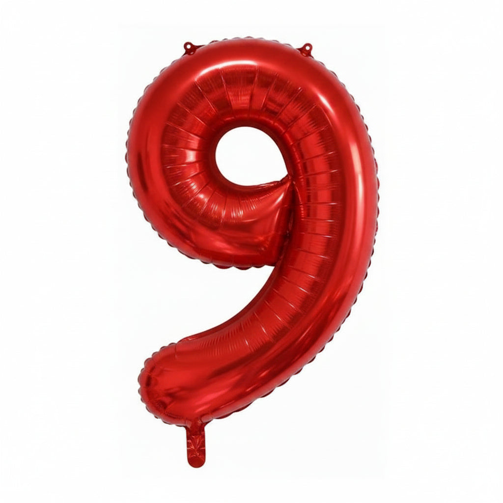 40 inch red number 9 foil balloon for 9th birthday party