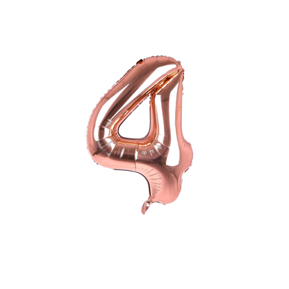 40 inch rose gold number 4 foil balloon with metallic shine for birthday party
