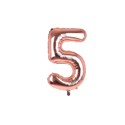 40 inch rose gold number 5 foil balloon with metallic shine for birthday party