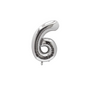 40 inch silver number 6 foil balloon with metallic finish for 6th birthday party