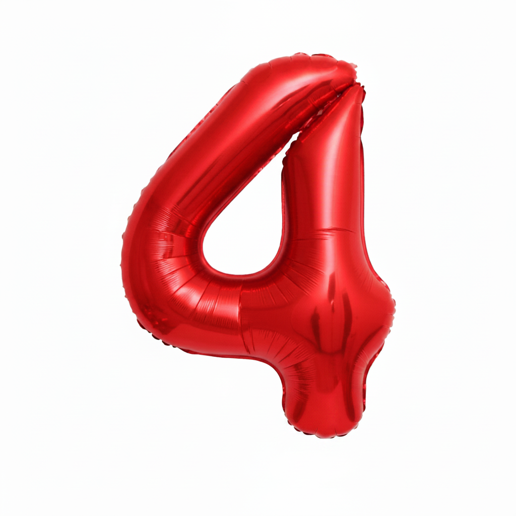 40 Inch Red Number 4 Foil Balloon