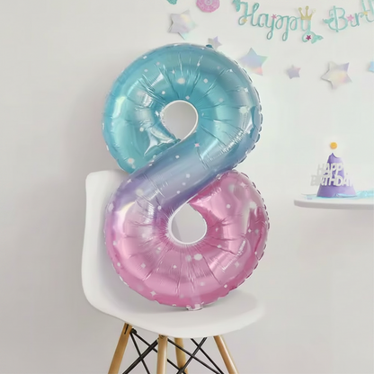 40" Blue Pink Ombre Number 8 Balloon – Mermaid Party UK
