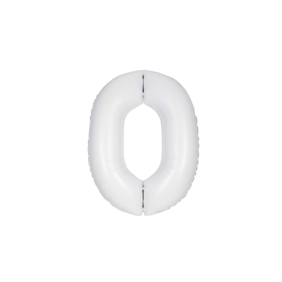 White 40" Number 0 Foil Balloon – Giant Birthday Party Decoration
