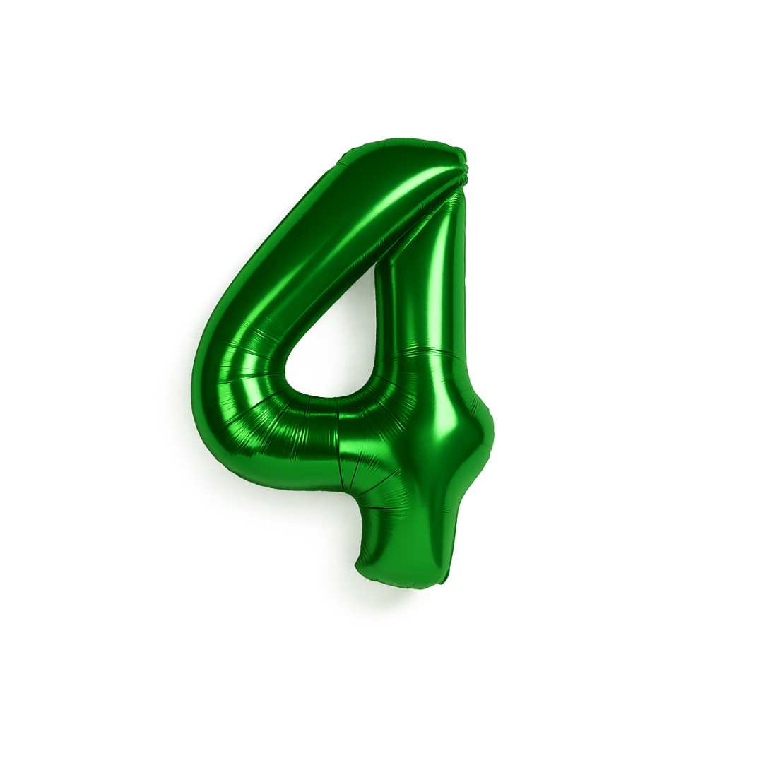 Green 40 Inch Number 4 Balloon – Giant Foil Helium Birthday Party Decoration