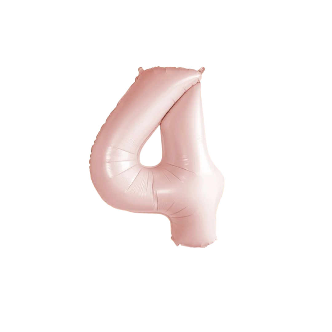 Pastel Baby Pink Matte Number 4 Balloon – 40" Foil Birthday Party Decoration