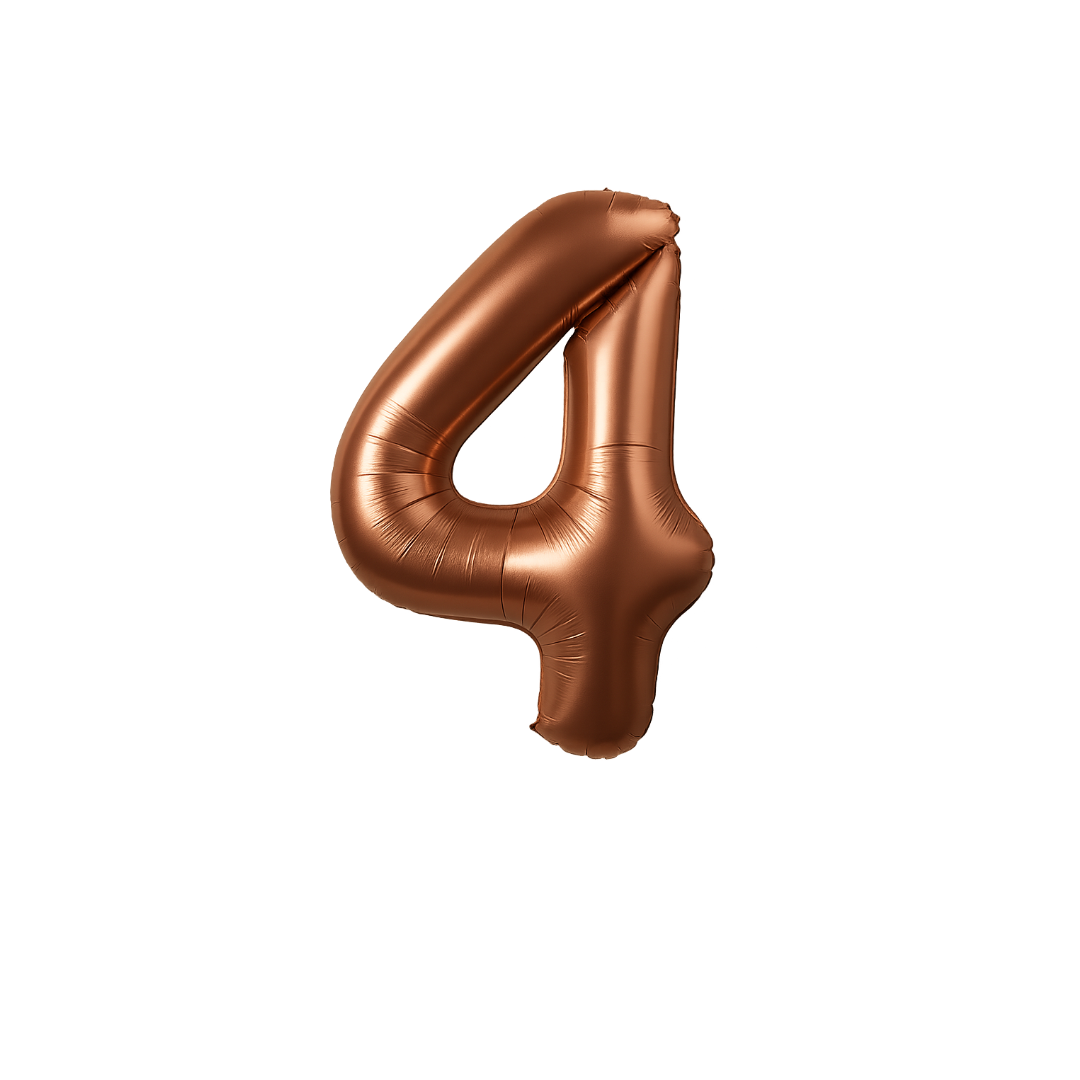 40" Chocolate Brown Number 4 Balloon – Giant Foil Birthday Decoration for Party & Celebration