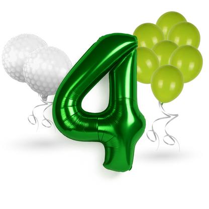 0-9 Golf Birthday Balloons Decoration Set | Green Foil Numbers + Golf Balloons