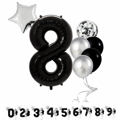 40" Black Number Balloons Foil Helium/Air | Giant Self Inflating Birthday Party