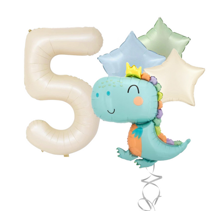 Dinosaur Number Balloon Set 40” Pastel Birthday Party Baby Boy Girl Decor 0-9