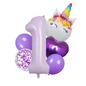 Unicorn Number Balloon Set 0–9 Purple 40" Foil Balloons for Girls Birthday Party