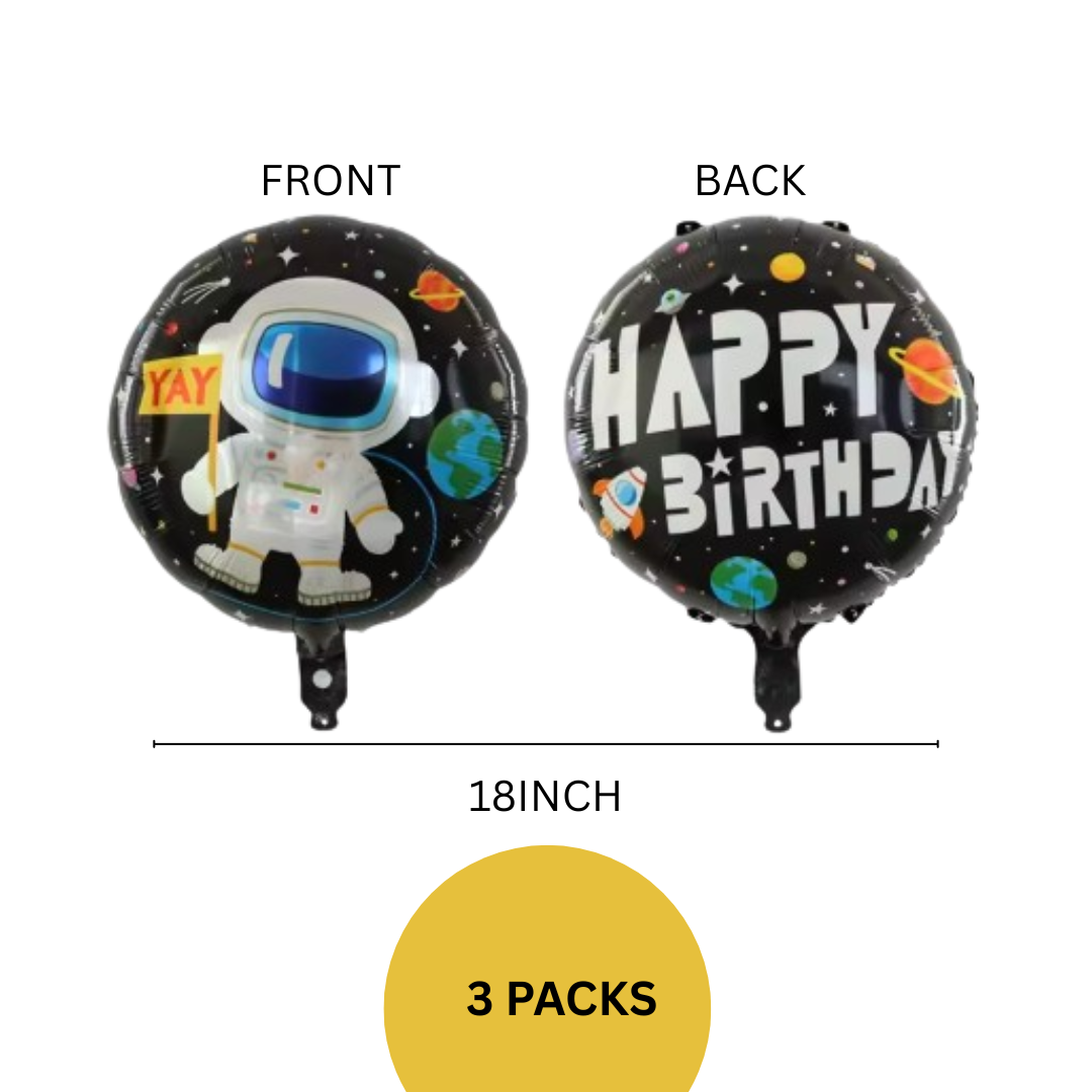 Astronaut Rocket Balloons Set | Space Party Decor | Galaxy Foil Stars spaceman