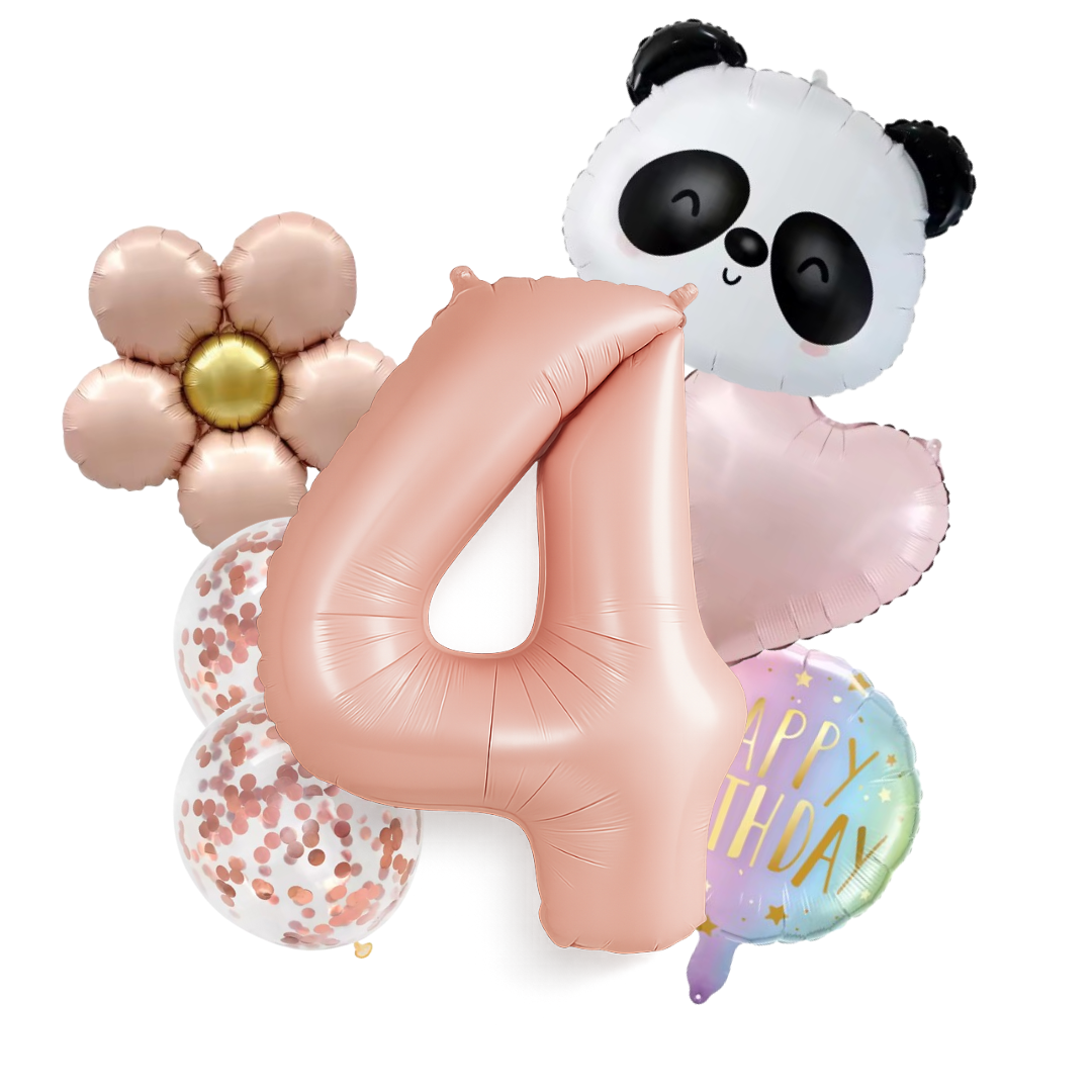 1st -9th Birthday Balloons Girl Set – Panda, Rose Gold Number, Party Decorations
