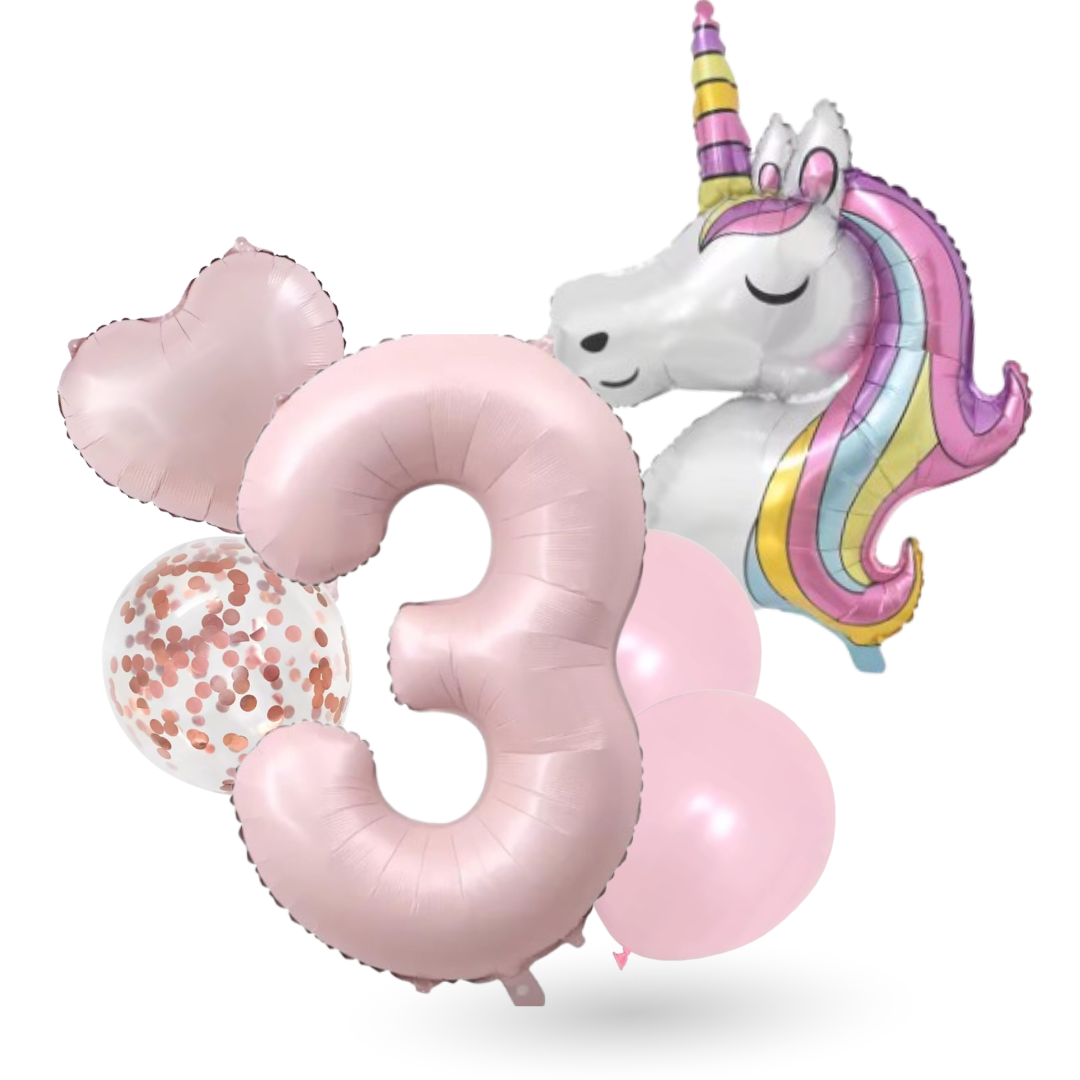 Unicorn Numbers  Balloon Set  Pink 40" Foil Balloons for Girls Birthday Party