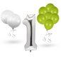 0-9 Golf Birthday Balloons Decoration Set | silver Foil Numbers + Golf Balloons